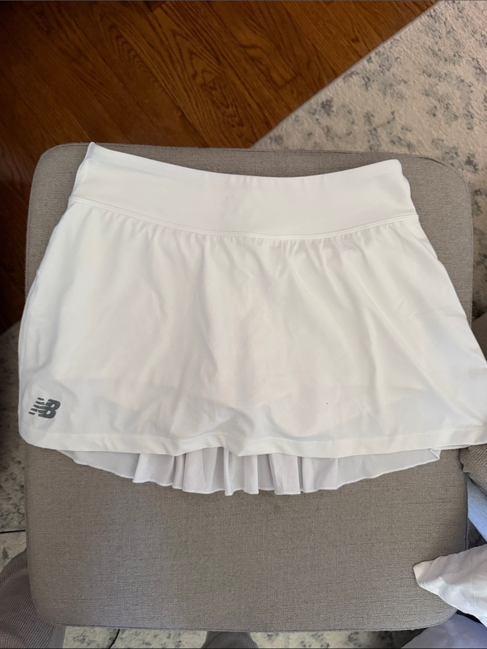 New Balance Women’s White Athletic Tennis Skort with Mesh Ruffle